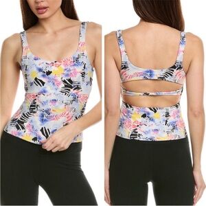 Free People Never Better Long Tank Floral Print Top FP Movement M